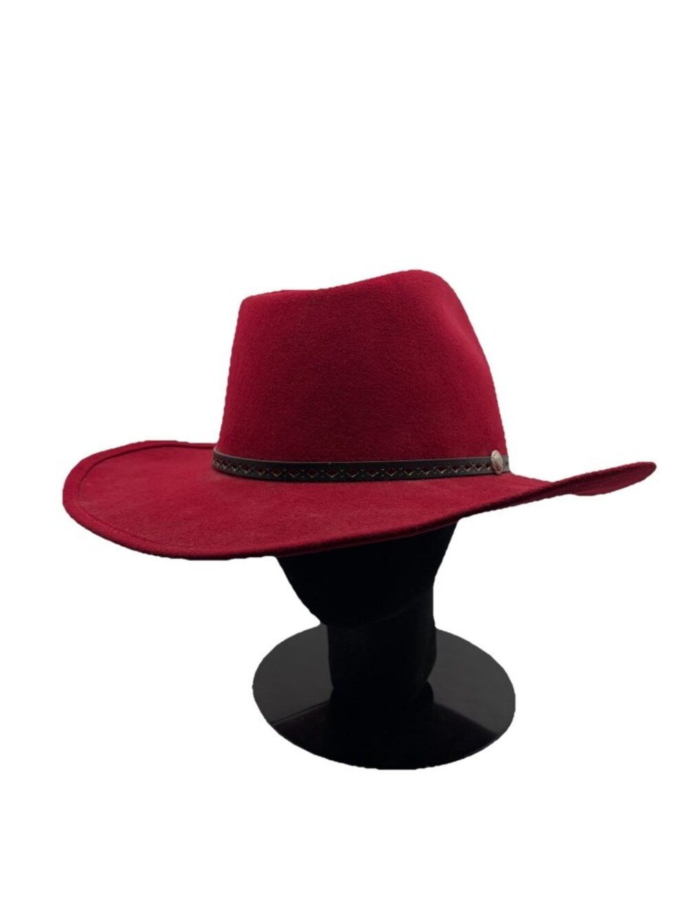 Sheplers L 7 1/4 Red 100% Pure Wool Western Cowboy Hat Made in USA Leather Band